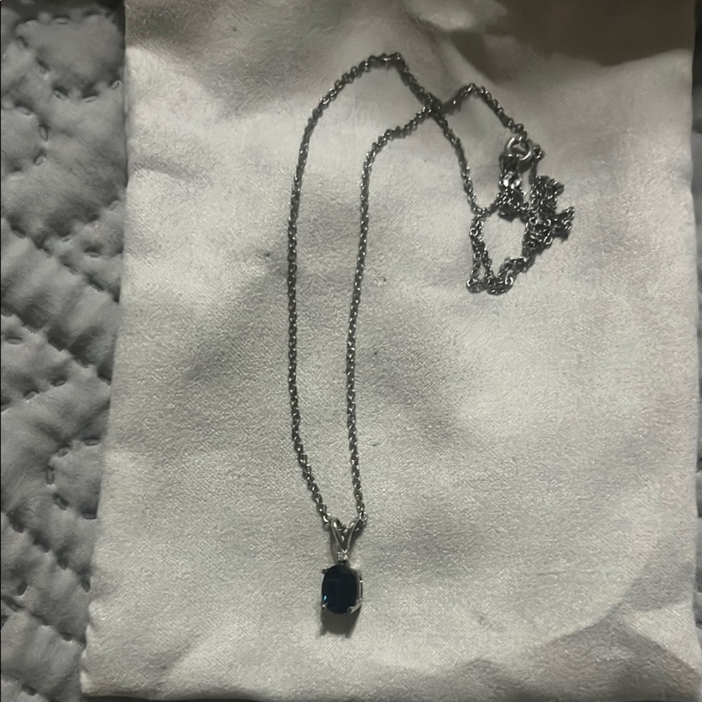 Elegant Silver Necklace with Blue Pendant